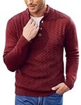 COOFANDY Mens Sweater Knitted Jumper Turtle Neck Tops Winter Jumper Knitted Jumper Polo Neck Jumpers Winter Sweater Long Sleeve Henly Jumper Wine Red XL