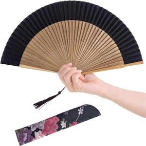 Folding Hand Fan for Women, Foldable Chinese Japanese Vintage Bamboo Silk Fan, for Hot Flash, Church, Decoration, Music Festival, Dance, Party, Performance, Gift