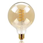 EXTRASTAR Vintage LED Light Bulb, E27 Edison Screw 6W(42W Equivalent) G125 Large Globe LED Spiral Filament Bulbs, 500LM, 2200K Warm White, Old Fashioned Bulbs, Amber Glass, Non-dimmable, 1 Count