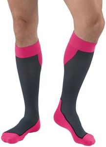 JOBST Sport Knee High 15-20 mmHg Compression Socks, Pink/Grey, Medium