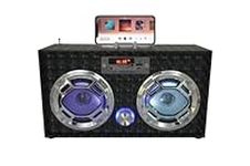 Wireless Express - Boombox Speaker with LED Lights – Retro Bluetooth Speaker w/Enhanced FM Radio - Perfect for Home and Outdoor (Black)