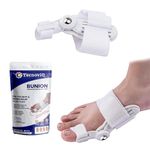 TECNOVIQ Bunion Corrector for Women Men, Orthopedic Toe Straightener Splint with Fracture Support and Pain Relief, Adjustable Design for Right/Left Foot Alignment (White - 1)