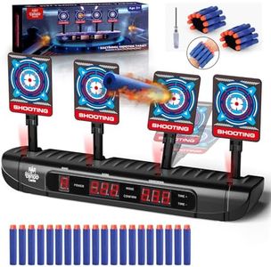 Lehoo Castle Cible pour Pistolet Nerf, 4 Cibles/Modes de Jeu Cible Électrique Réinitialisation Automatique Numériques pour Les Pistolets Nerf N-Strike Elite/Mega/Rival Jouets Cadeau Garcon 6 7 8 9 ans