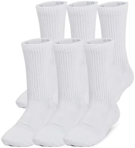 Under Armour Unisex-Child Youth Training Cotton Crew Socks 6 Pack, (100) White/White/Black, Medium