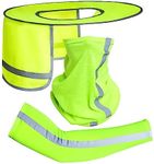 Topbuti 3 Pcs Hard Hat Sun Shade Full Brim Mesh Neck Sun Shield Bandana Face Scarf UV Sun Protection Arm Sleeves with Reflective Strap, High Visibility Sun Visor Neck Shade for Hard Hat Accessories