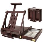 MEEDEN Studio Sketchbox Table Easel with Storage - Adjustable Solid Beech Wood Desktop Easel & Sketchbox Artist Easel with Metal Lined Drawer, for Studio or Plein Air - Holds Max 34", Walnut Finish