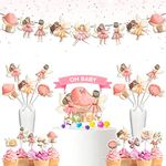 PC Enchanting Fairy Pastel Baby Shower Party Decorations Set - Magical and Whimsical Theme for a Perfect Celebration!, Pink