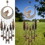 VP Home 27.5" H Rustic Copper Tribal Wolf Dream Catcher Wind Chimes for Outside Unique Dreamcatcher Wolf Windchimes Outdoor Decoration Garden Decor Wolf Wind Chime Gift for Women, Mom, Grandma, Unisex