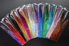 Tigofly 13 Packs 13 Colors 0.3mm Holographic Flashabou Glittering Tinsel Sparkle Crystal Flash Trout Tube Fly Tying Materials