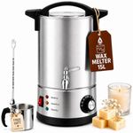 GKFF Wax Melter for Candle Making,15 L(25 lbs) Extra Large Electric Melting Pot for Soap,Lotion & Body Butter Making,with Temperature Control and Quick Pour Spout,Ideal for Home Candle & Craft Makers