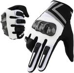 WTACTFUL Motorcycle Gloves for Men Women, Dirt Bike Gloves Full Finger Touchscreen Breathable for Riding Motocross Racing Cycling Bicycle Summer White M