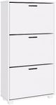 Panana 2/3 Drawer Shoe Cabinet，Wooden Shoe Storage Cupboard Freestanding Footwear Organizer with 2/3 Flip Doors Pull Down Shoe Rack (White, 3 Drawers)