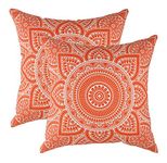 TreeWool (2 Pack Mandala Accent Cushion Covers in 100% Cotton Fabric (40 x 40 cm / 16 x 16 Inches, Orange)