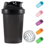 KANGSIT Protein Shaker Bottle 400ml with Stainless Steel Mixing Ball, BPA- and DEHP-free, Leakproof Flip On Lid- Protein & Supplement Shaker Bottle