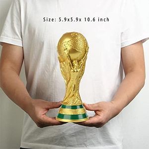 LNGODEHO 2022 World Cup Replica Trophy, Resin Soccer Sports Fan Memorial Prize, Football Champion Souvenirs for Bedroom Office Desktop Decoration (10.6 inch)