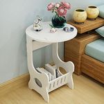 Online Decor Shoppee Coffee Table with Magazine or Book Storage Rack/Stand Nightstand for Living Room and Library. (White)