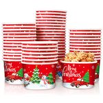 gisgfim 50pcs Christmas Paper Snack Cups, Christmas Ice Cream Cups Disposable 9 Oz Paper Treat Cups Dessert Bowls Holiday Xmas Themed Soup Cups For Hot or Cold Food Christmas Party Supplies