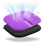 Gel Seat Cushion - Soft Sitter Honeycomb Cushion with Non-Slip Cover Large Gel Cushion with Relieving Back Coccyx Pain Pressure Cool Seat Pads for Car Office Home Wheelchair, Purple 46 x 43 x 3cm