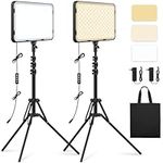 2 Pack LED Video Light Kit with 63'' Tripod Stand, Obeamiu 20W Photography Lighting Kit 2500-8500K Studio Light for Content Creation, Video Recording, Game Live Streaming, YouTube Vlogging, Zoom Calls