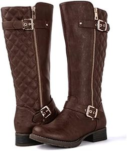 GLOBALWIN Women's Quilted Knee High Boots Low Heel Comfortable Fashion Dressy Riding Boots For Women, 19yy03brown2, 10