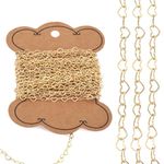 Pandahall 16.4 Feet 14K Gold Filled Heart Link Chains Permanent Jewelry Chains Heart Necklace Chains Soldered Golden Link Chains for Jewelry Making with Card Paper