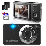 4K Digital Camera,Nolansend 4K 56MP Autofocus Vlogging Camera with 32G Memory Card 20X Digital Zoom,Powerful Cameras for Photography with 2 Batteries for Teens,Kids,Beginners