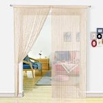 HSYLYM String Curtains for Windows Spaghetti Beaded Curtain Door Tassles Dense Colourful Stylish Ideal for Wedding Decorations,Champagne,90x200cm