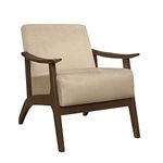 Lexicon Savry 29" W Fabric Wood Arm Accent Chair, Light Brown