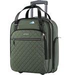 EMPSIGN Underseat Carry On Wheeled - 16" Carry on Bag with Wheels Multi-Functional Lightweight Rolling Bag Overnight Weekender Small Suitcase for Women Men Travel Business, Army Green