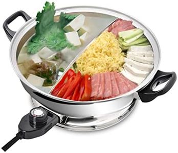 YONGXIN Electric Hot Pot JH-160B-30cm with Divider 304 Stainless Steel, 1400W Dual-Sided Shabu Hot Pot, 5 Liters