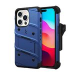 ZIZO Bolt Bundle for iPhone 15 Pro Case with Screen Protector Kickstand Holster Lanyard - Blue