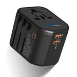 Ceptics Universal Travel Adapter with Type c - 4 in 1 Worldwide Travel Adapter, Universal Plug Socket - USB QC 3.0 - USB-C 20W, International Travel Adapter, Lifetime Limited Warranty