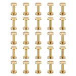 PATIKIL 25 Sets Chicago Screws, M4x16mm Chicago Screw Slotted Binding Post Screw Bolts Rivets Brass Fasteners Connectors for Leather Belt Scrapbook Photo Albums