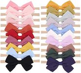 jollybows 20pcs Baby Girls Nylon Hair Bows Headbands Linen Hair Bands Elastic Hair Accessories for Kids Infants Newborn