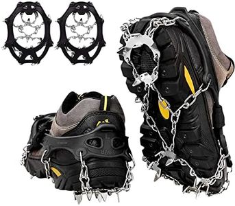 Crampons Ice Cleats Traction Snow Grips for Boots Shoes Women Men Kids Anti Slip 19 Spikes Stainless Steel Microspikes for Hiking Fishing Walking Climbing Mountaineering (M/L/XL) (Black, XL)