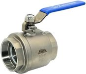 Megairon 316 Stainless Steel 1/8"~3" Full Port Ball Valve with Blue Vinyl Handle, NPT Female x Female Thread,1000 WOG (2 Inch)