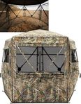 TIDEWE 360° See Through Hunting Blind, 3-4 Person, 5-Sided Camo | Pop Up Ground Blind with Flip-up Door, Removable Curtain & Protable Carrying Bag, Quiet Sliding Windows for Deer Turkey