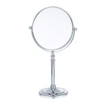 Vanity mirror,Bathroom Mirror free standing 1/20X Magnification, Large Table top Two-sided Swivel Magnifying Shaving Mirror free standing, Chrome FinishStyle 1-8 inches