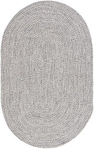 SAFAVIEH Braided Collection Area Rug - 5' x 8' Oval, Grey & Ivory, Handmade Farmhouse, Ideal for High Traffic Areas in Living Room, Bedroom (BRA201F)