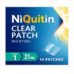 NiQuitin 21 mg Nicotine Patch - Step 1 - Stop Smoking Aid Therapy - 14 Clear Patches for 2 Weeks Treatment - 24h Craving Control - Invisible Nicotine Patches