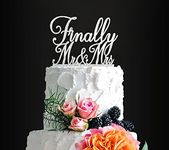 Glitter Silver Finally Mr&Mrs Wedding Cake Topper, Elegant Cake Topper For Wedding Anniversary, Romantic Wedding Party Decorative Cake Toppers, Acrylic Cake Topper