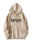 SXV STYLE Unisex Fleece Hooded Neck Sweatshirt (SXV_NASA-V printed_Hoodie__CREAM_XL)