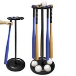 Naissgo Wooden Baseball Bat Holder, Sturdy Baseball/Softball Bat Stand for 10 Bats - Easy Assembly, Space-Saving Design, and Scratch-Free Display