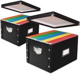 Snap-N-Store File Storage Box & Organizer - 2 Pack- 16.125 x 13.125 x 9.875 Inch Letter/Legal Size Portable File Boxes with Lids for Documents - Back To School Supplies for College Students - Black