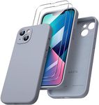 ORNARTO Compatible with iPhone 13 Case 6.1 inch, with 2 Screen Protector Liquid Silicone Gel Rubber Cover [Full Body] Shockproof Protective Phone Case for iPhone 13-Light Grey