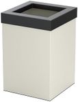 Gatco Modern Square Wastebasket, Matte Pearl and Matte Black Combo - Stainless Steel Trash Can with Removable Lid, Leakproof, 3 Gallon Capacity for Bathroom, Bedroom, Kitchen, or Office