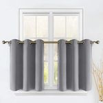 HOMEIDEAS 2 Panels Blackout Window Valance 24 inch Long Curtains for Small Window Kitchen Bathroom Dining Bedroom Grommet Small Curtain Drapes Window Toppers, Light Grey, 42 X 24