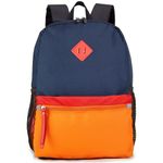 HawLander Little Kids Backpack, Toddler School Bag for Boys Aged 3 4 5 6 7 Years, with Chest Strap, Navy Orange