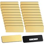 100 Pieces Name Tags with Pins 1 x 3 Inches Blank Name Tags Name Badge with Pins Name ID Badge Holder Name Tags for Office Workers Students Employee Custom (Gold)