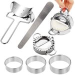 Voittozege 7 Pcs Dumpling Maker Dumpling Press Mold Tool, Stainless Steel Dumpling Mold Set and Cutter Dumpling Press Molds Ravioli Dumpling Mold Dumpling Skin Maker Stuffing Spoon Flour Ring Cutter